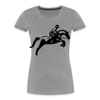 Springreiten Springpferd, Vielseitigkeitsreiter - Frauen Premium Bio T-Shirt - Grau meliert - Vorne - Mia (176cm)