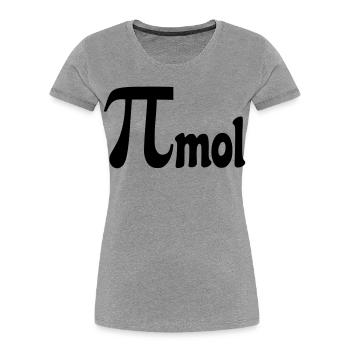 Pi mole pour les mathématiciens, les nerds chimie nombre # - T-shirt bio Premium Femme - gris chiné - Devant - Mia (176cm)