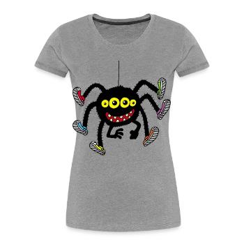 Spinne in bunten Schuhen - Frauen Premium Bio T-Shirt - Grau meliert - Vorne - Mia (176cm)