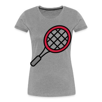 Raquette de tennis - T-shirt bio Premium Femme - gris chiné - Devant - Mia (176cm)