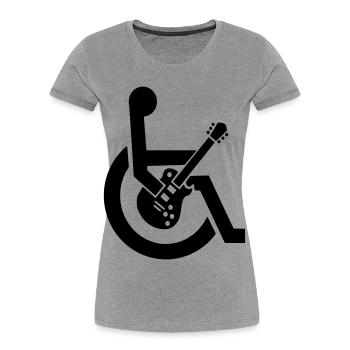 Fauteuil roulant, fauteuil roulant, guitare, guitariste, handicap* - T-shirt bio Premium Femme - gris chiné - Devant - Mia (176cm)