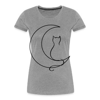 Moon Cat - Women's Premium Organic T-Shirt - heather grey - Front - Mia (176cm)