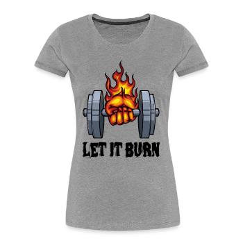 Fitness Saying Dumbbell Weightlifting - Women's Premium Organic T-Shirt - heather grey - Front - Mia (176cm)