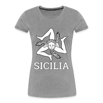 "Sizilianische Flagge" - Sizilien, Sicilia - Frauen Premium Bio T-Shirt - Grau meliert - Vorne - Mia (176cm)