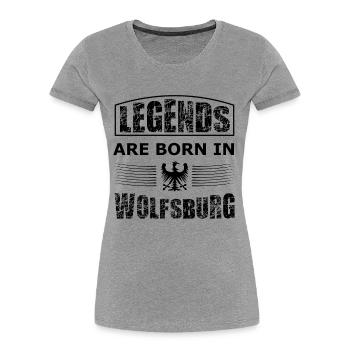 Wolfsburg Legenden - Frauen Premium Bio T-Shirt - Grau meliert - Vorne - Mia (176cm)