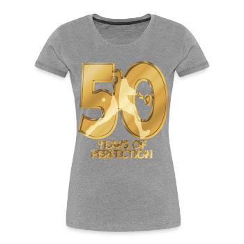 50 Jahre - Frauen Premium Bio T-Shirt - Grau meliert - Vorne - Mia (176cm)