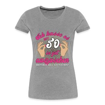 Jahrgang 1976 Vintage 50. Geburtstag Retro Damen - Frauen Premium Bio T-Shirt - Grau meliert - Vorne - Mia (176cm)