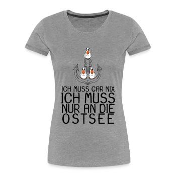Ostsee Urlaub Geschenk - Frauen Premium Bio T-Shirt - Grau meliert - Vorne - Mia (176cm)