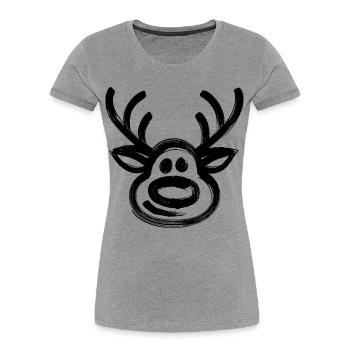 Christmas reindeer face deer - Women's Premium Organic T-Shirt - heather grey - Front - Mia (176cm)