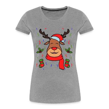 Rentier Weihnachten Weihnachtsschmuck - Frauen Premium Bio T-Shirt - Grau meliert - Vorne - Mia (176cm)