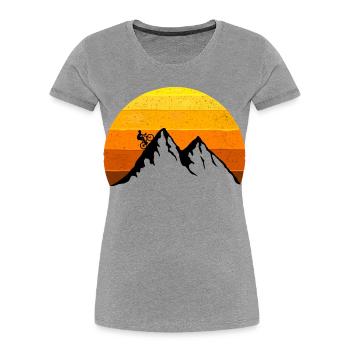 Road bike, mountain, sunset, bike, mountain tour - Women's Premium Organic T-Shirt - heather grey - Front - Mia (176cm)