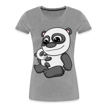 Panda mit Baby - Panda mit Kind - Frauen Premium Bio T-Shirt - Grau meliert - Vorne - Mia (176cm)
