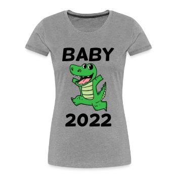 Baby 2022 - Neugeborenes 2022 Baby Geschenk - Frauen Premium Bio T-Shirt - Grau meliert - Vorne - Mia (176cm)