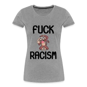 Gegen Rassismus - Frauen Premium Bio T-Shirt - Grau meliert - Vorne - Mia (176cm)