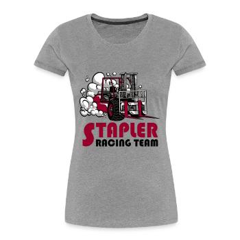 Stapler Racing Team - Frauen Premium Bio T-Shirt - Grau meliert - Vorne - Mia (176cm)