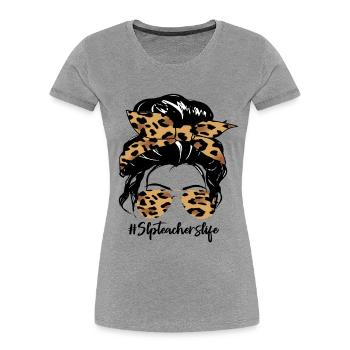 Leopard Bow Hair & Sunglasses - Women's Premium Organic T-Shirt - heather grey - Front - Mia (176cm)