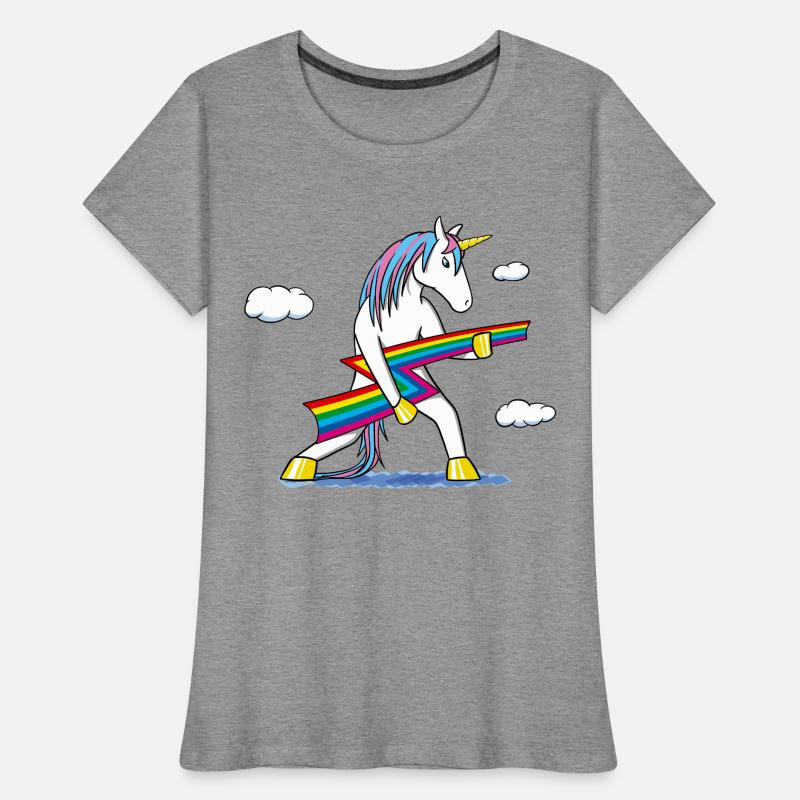 Rainbow Rock – Einhorn mit Regenbogenblitz Frauen Premium Bio T-Shirt