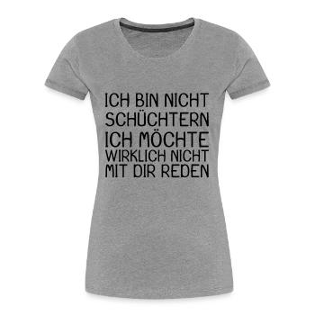 Witziger Spruch - Frauen Premium Bio T-Shirt - Grau meliert - Vorne - Mia (176cm)