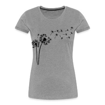 Black dandelion flower - Women's Premium Organic T-Shirt - heather grey - Front - Mia (176cm)