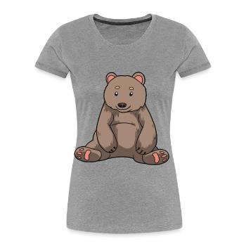 Ours brun Ours Zoo Animaux de zoo Animaux sauvages Animaux forestiers Enfants - T-shirt bio Premium Femme - gris chiné - Devant - Mia (176cm)