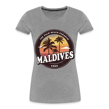 Malediven Vintage Beach Design / Geschenkidee - Frauen Premium Bio T-Shirt - Grau meliert - Vorne - Mia (176cm)