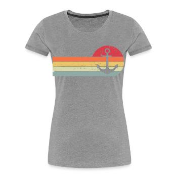 Ancre - T-shirt bio Premium Femme - gris chiné - Devant - Mia (176cm)