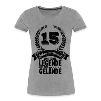 15 Jahre Im Dienst Dienstjubiläum Firmenjubiläum - Frauen Premium Bio T-Shirt - Grau meliert - Vorne - Mia (176cm)