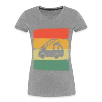 Enfants de camions de pompiers - T-shirt bio Premium Femme - gris chiné - Devant - Mia (176cm)