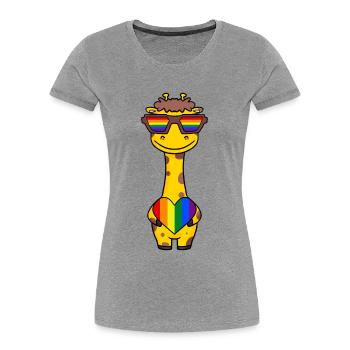 Giraffe Regenbogen Farben - Frauen Premium Bio T-Shirt - Grau meliert - Vorne - Mia (176cm)