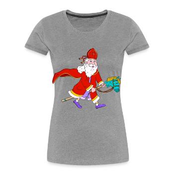 Saint Nicholas on Toy Hobby Horse - Women's Premium Organic T-Shirt - heather grey - Front - Mia (176cm)