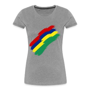 Couleurs du drapeau de l’île Maurice - T-shirt bio Premium Femme - gris chiné - Devant - Mia (176cm)