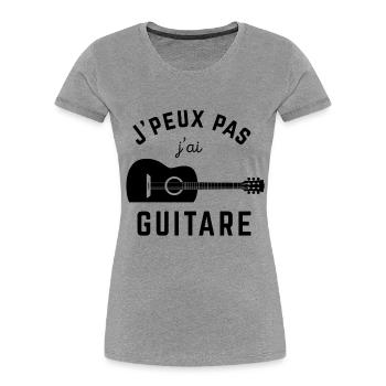 J'peux pas j'ai guitare - T-shirt bio Premium Femme - gris chiné - Devant - Mia (176cm)