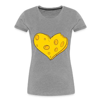 Cœur de fromage - T-shirt bio Premium Femme - gris chiné - Devant - Mia (176cm)