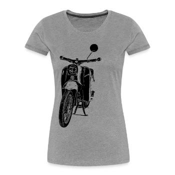 Cyclomoteur Schwalbe - T-shirt bio Premium Femme - gris chiné - Devant - Mia (176cm)