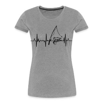 Fishing heart line - Women's Premium Organic T-Shirt - heather grey - Front - Mia (176cm)