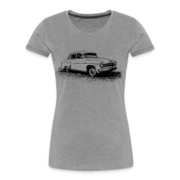 P-312-0 Wartburg - Frauen Premium Bio T-Shirt - Grau meliert - Vorne - Mia (176cm)
