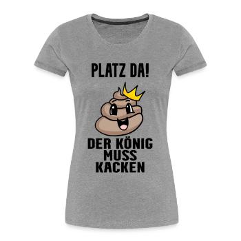 Kacke König - Frauen Premium Bio T-Shirt - Grau meliert - Vorne - Mia (176cm)