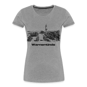Rostock Warnemünde - T-shirt bio Premium Femme - gris chiné - Devant - Mia (176cm)
