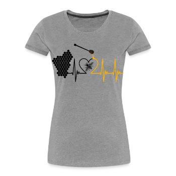 Abeille, miel, légumineuses, abeille, apiculteur, nid d’abeille - T-shirt bio Premium Femme - gris chiné - Devant - Mia (176cm)