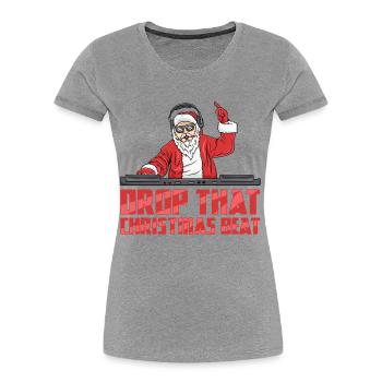 DJ Père Noël - T-shirt bio Premium Femme - gris chiné - Devant - Mia (176cm)