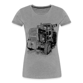 Traktor Fortschritt ZT 303 E - Frauen Premium Bio T-Shirt - Grau meliert - Vorne - Mia (176cm)