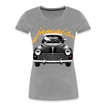 Nie 203 - Frauen Premium Bio T-Shirt - Grau meliert - Vorne - Mia (176cm)