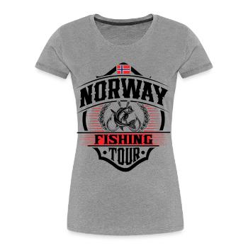 Norway Fishing Fishing Angler - Women's Premium Organic T-Shirt - heather grey - Front - Mia (176cm)