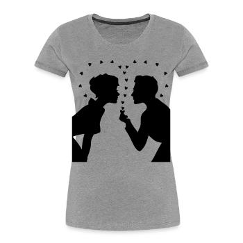 Love Silhouette – Valentine’s Day Couple Design - Frauen Premium Bio T-Shirt - Grau meliert - Vorne - Mia (176cm)