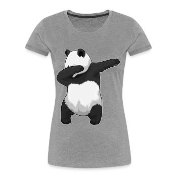Panda Hip Hop Tanz - Frauen Premium Bio T-Shirt - Grau meliert - Vorne - Mia (176cm)