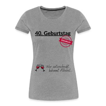 Gästebuch zum Unterschreiben – 40. Geburtstag 1986 - Frauen Premium Bio T-Shirt - Grau meliert - Vorne - Mia (176cm)