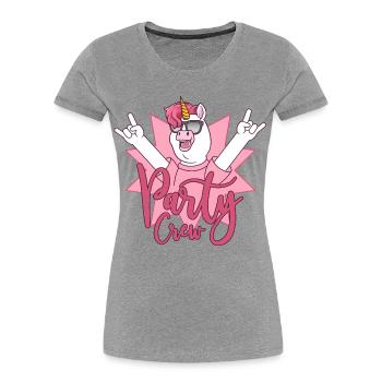 Party Crew Unicorn - T-shirt bio Premium Femme - gris chiné - Devant - Mia (176cm)