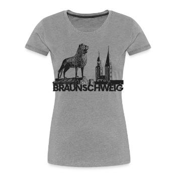 Brunswick Lion - T-shirt bio Premium Femme - gris chiné - Devant - Mia (176cm)