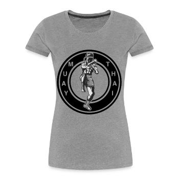 Muay Thaï - T-shirt bio Premium Femme - gris chiné - Devant - Mia (176cm)