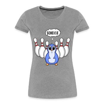 Kegel Pinguin Bowling - Frauen Premium Bio T-Shirt - Grau meliert - Vorne - Mia (176cm)